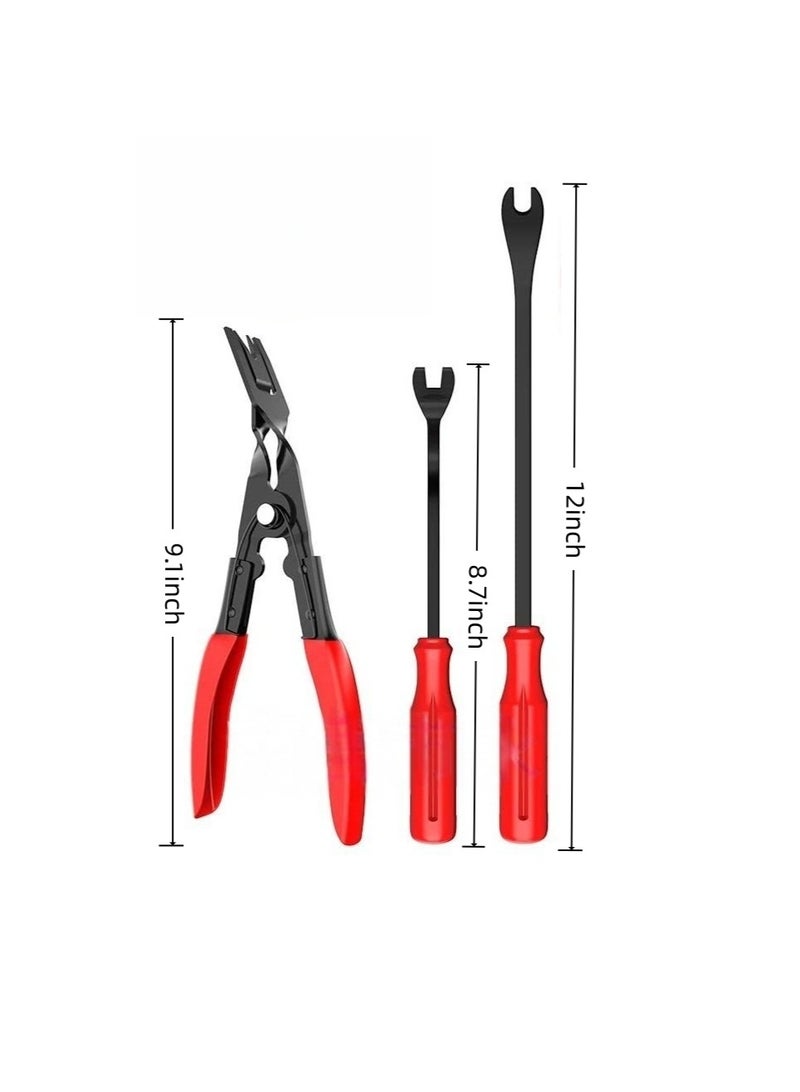 3 Pcs Clip Pliers Set & Fastener Remover-Auto Upholstery Combo Repair Kit With Storage Bag - Image 2